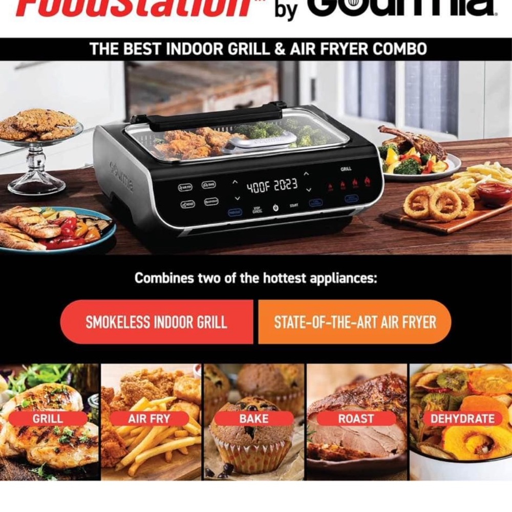 Gourmia Indoor Grill and Air Fryer Combo